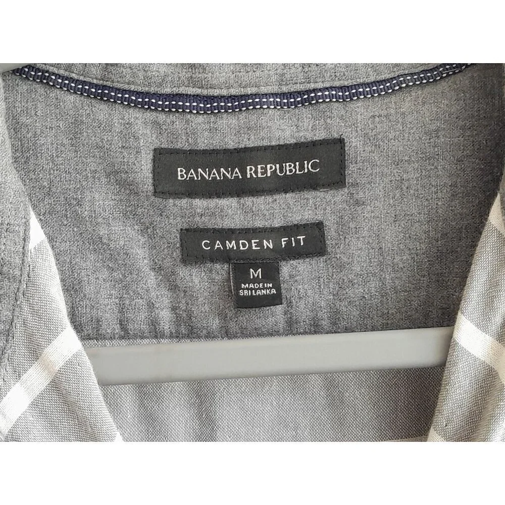 Banana Republic Mens Camden Fit Soft Flannel Size Medium Button Down Shirt Gray